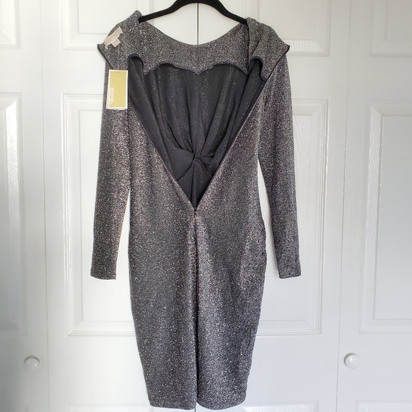 NWT MICHAEL KORS METALLIC TWISTED KNIT DRESS - Picture 6 of 7